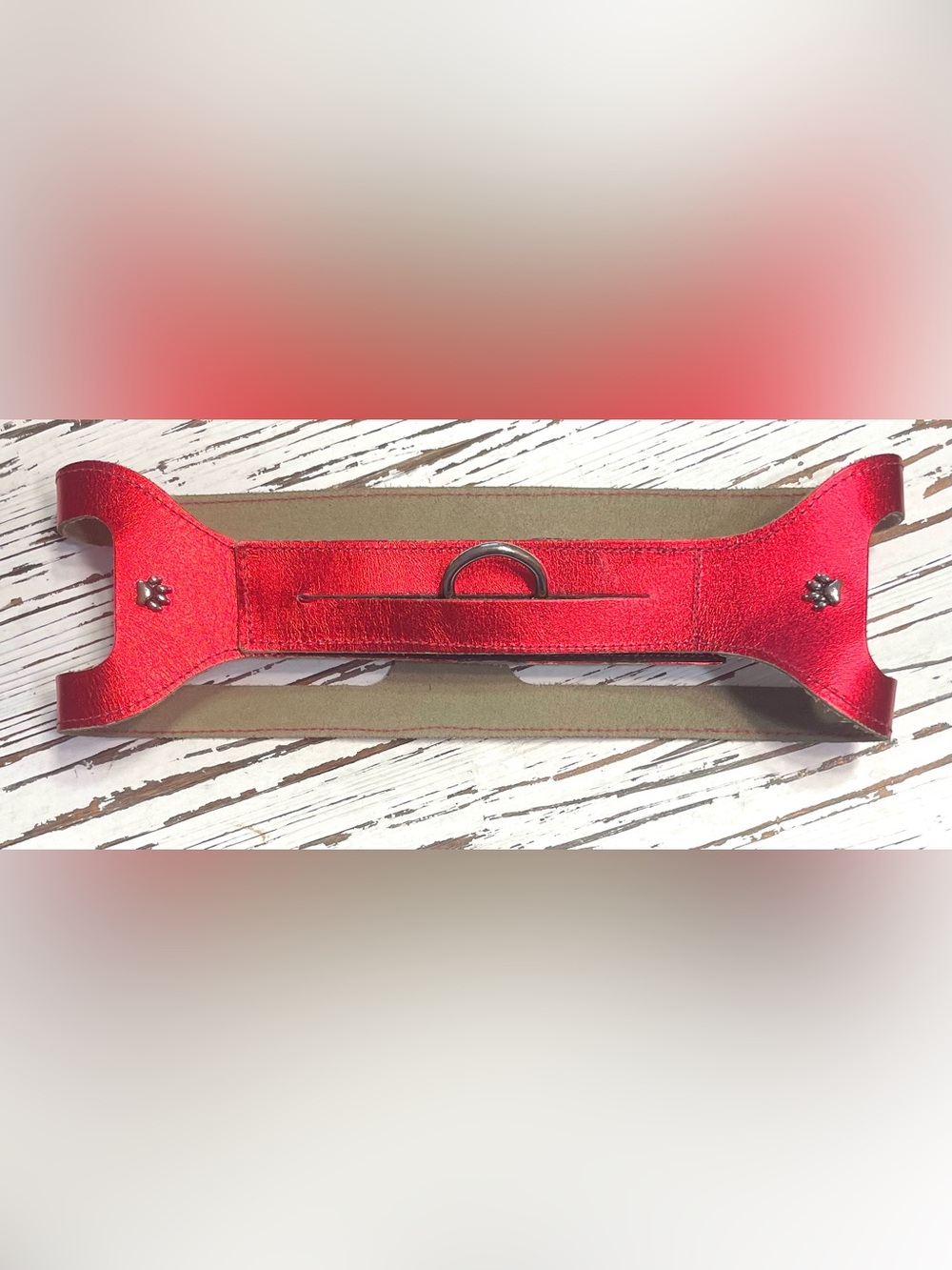 Red Metallic step- in Choke free Leather Harness 27 inches
